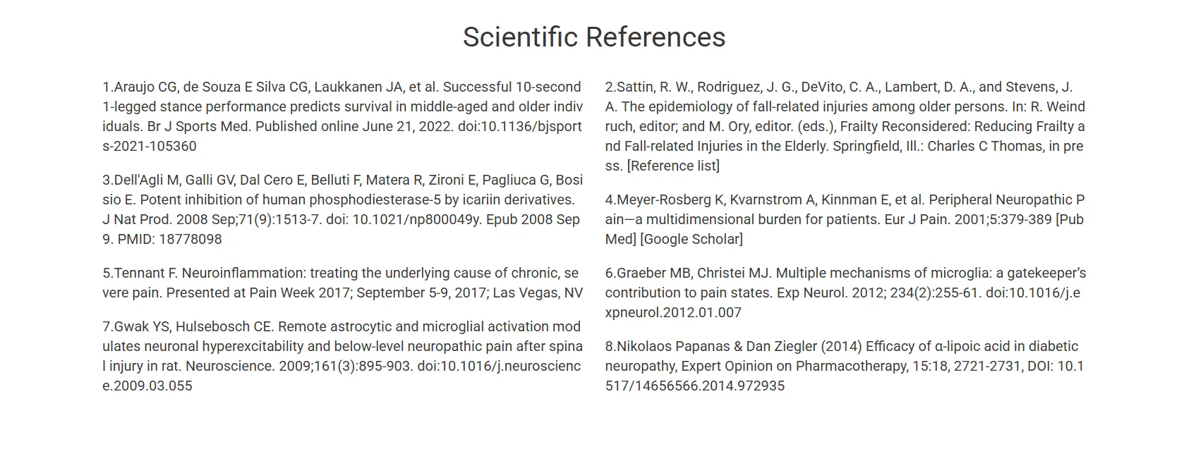Scientific references